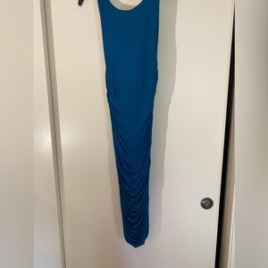 teal blue fitted party dress